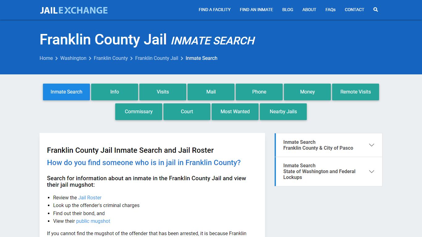 Inmate Search: Roster & Mugshots - Franklin County Jail, WA